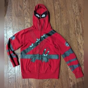 Peepin And Creepin Red Ninja Full face mask hoodie! Youth Size large 14